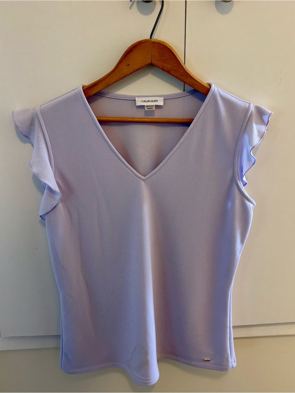 Lilac Calvin Klein Ruffle Sleeve Top